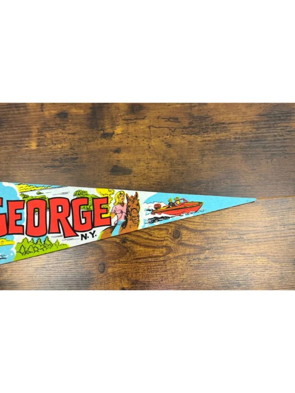 Vintage Lake George NY Vintage Felt Pennant 25 inches